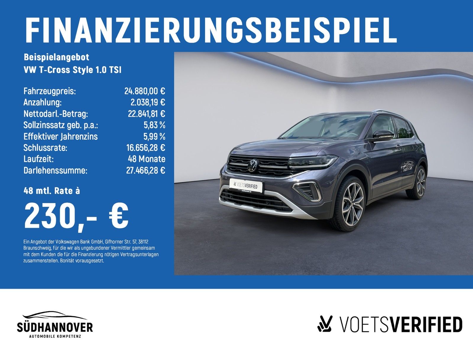 Volkswagen T-Cross Style 1.0 TSI Rear View+PDC+LED