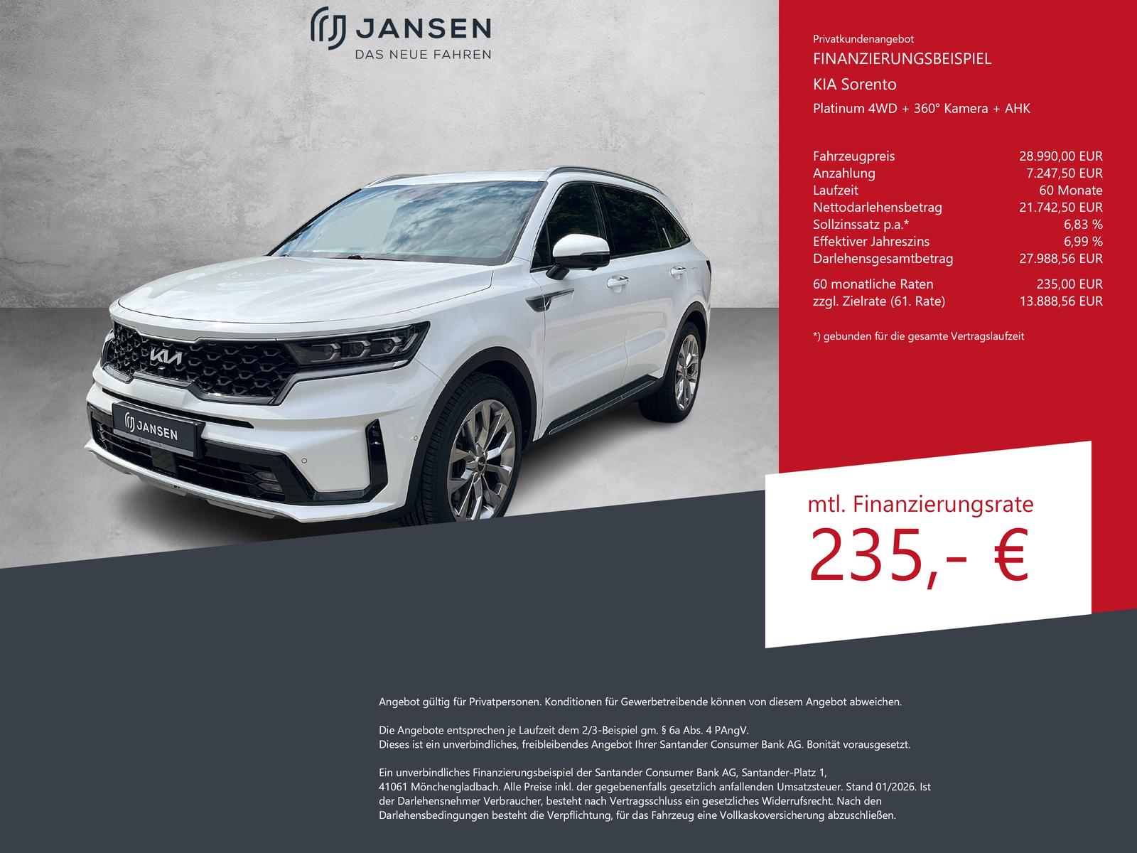 Kia Sorento Platinum 4WD + 360° Kamera + AHK