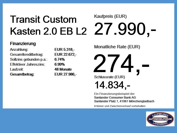 Ford Transit Custom Kasten 2.0 EB L2 LED Navi RFK AHK
