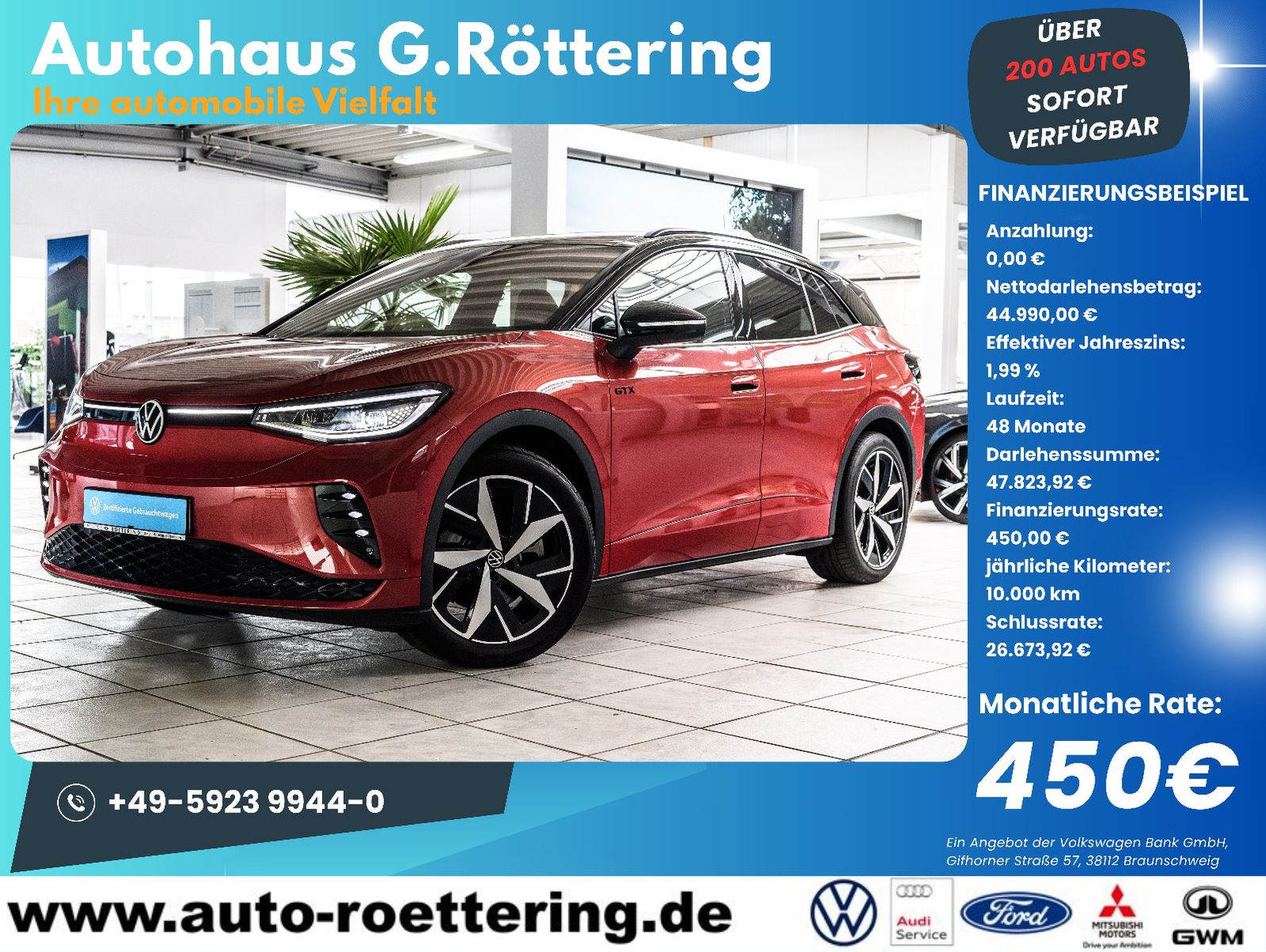 Fahrzeugabbildung Volkswagen ID.4 250 GTX 4Motion IQ-LED+AHK+E-SITZE+PANO+HuD
