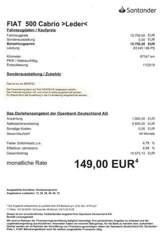 Fahrzeugabbildung Fiat 500 Cabrio 0.9 TwinAir RockStar S&S