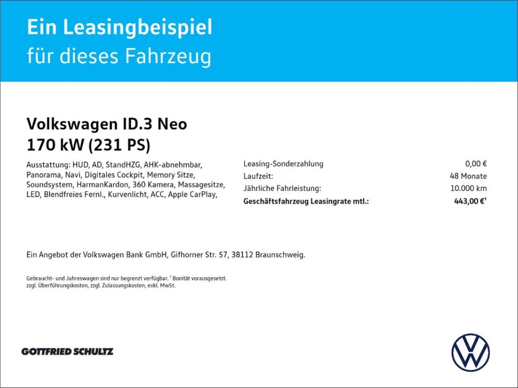 Volkswagen ID.3 Neo Style 79 kWh SOFORT VERFÜGBAR PANO HARM imagem 2