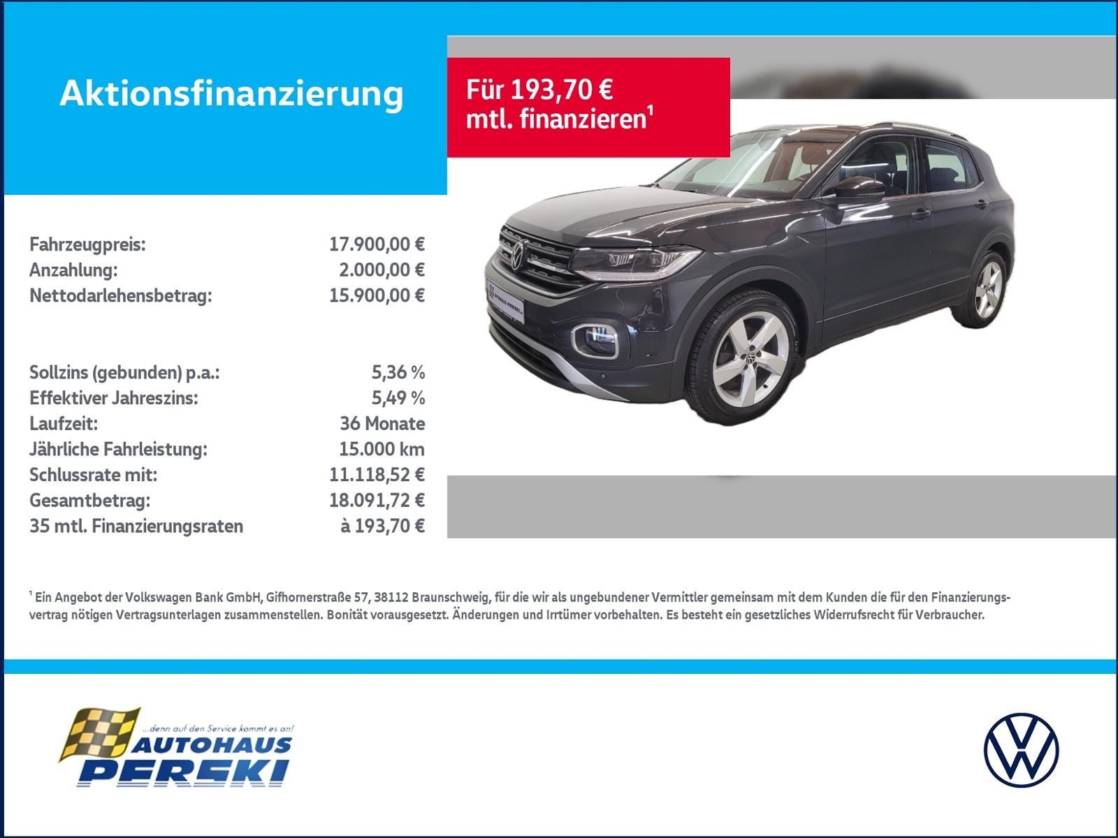 Volkswagen T-Cross 1.0 TSI Style  KLIMA, LED, APP-CONNECT,