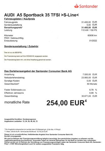 Fahrzeugabbildung Audi A5 35 2.0 TFSI, Sportback S line>Sport/LED/NAV<