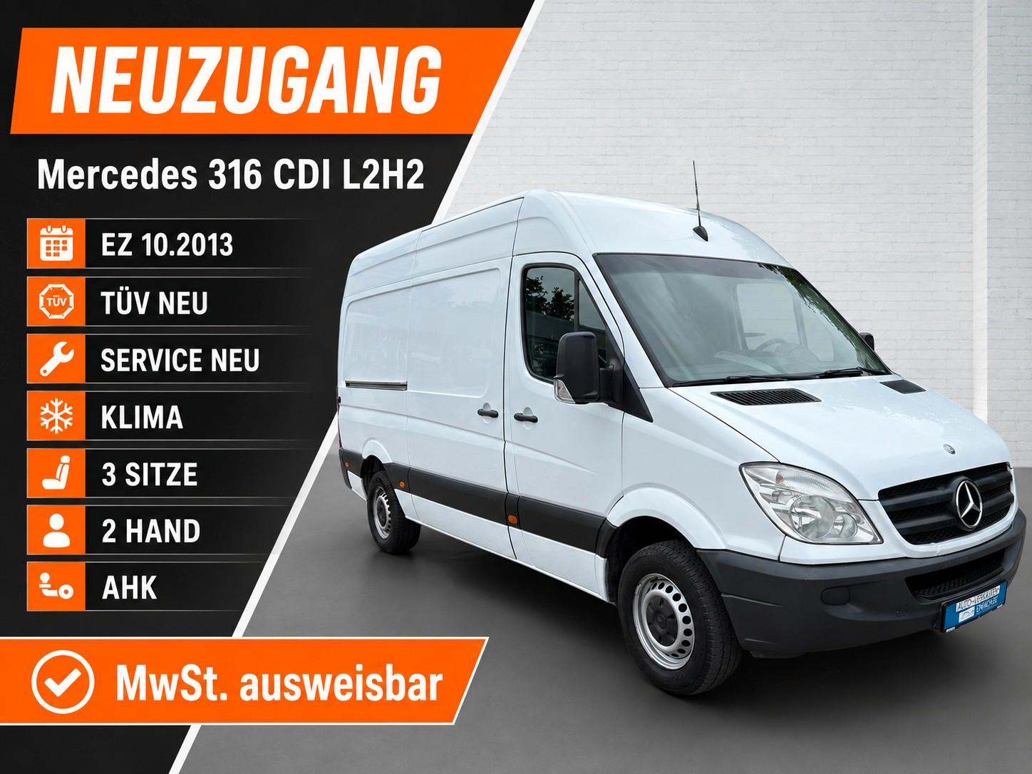 Mercedes-Benz Sprinter 316 CDI,L2H2,3S,SH,AHK,MwSt,TÜV 9/27