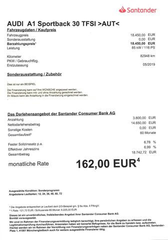 Fahrzeugabbildung Audi A1 Sportback 30 TFSI >AUT/NAVI/Sitzh/Einparkh<