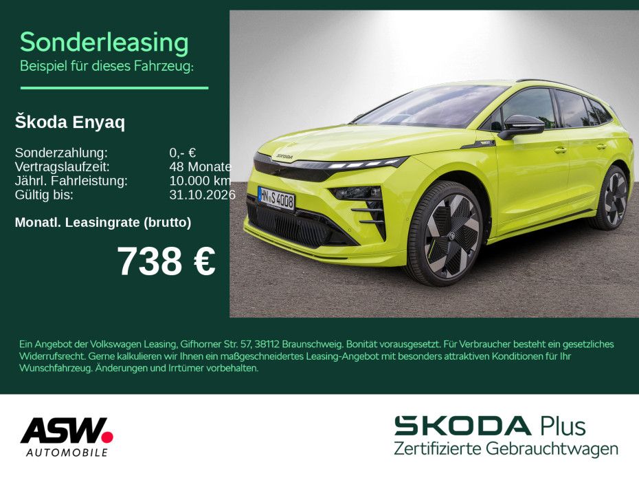 Skoda Enyaq RS MATRIX Navi 360° ACC PANO HUD Wäpu AHK