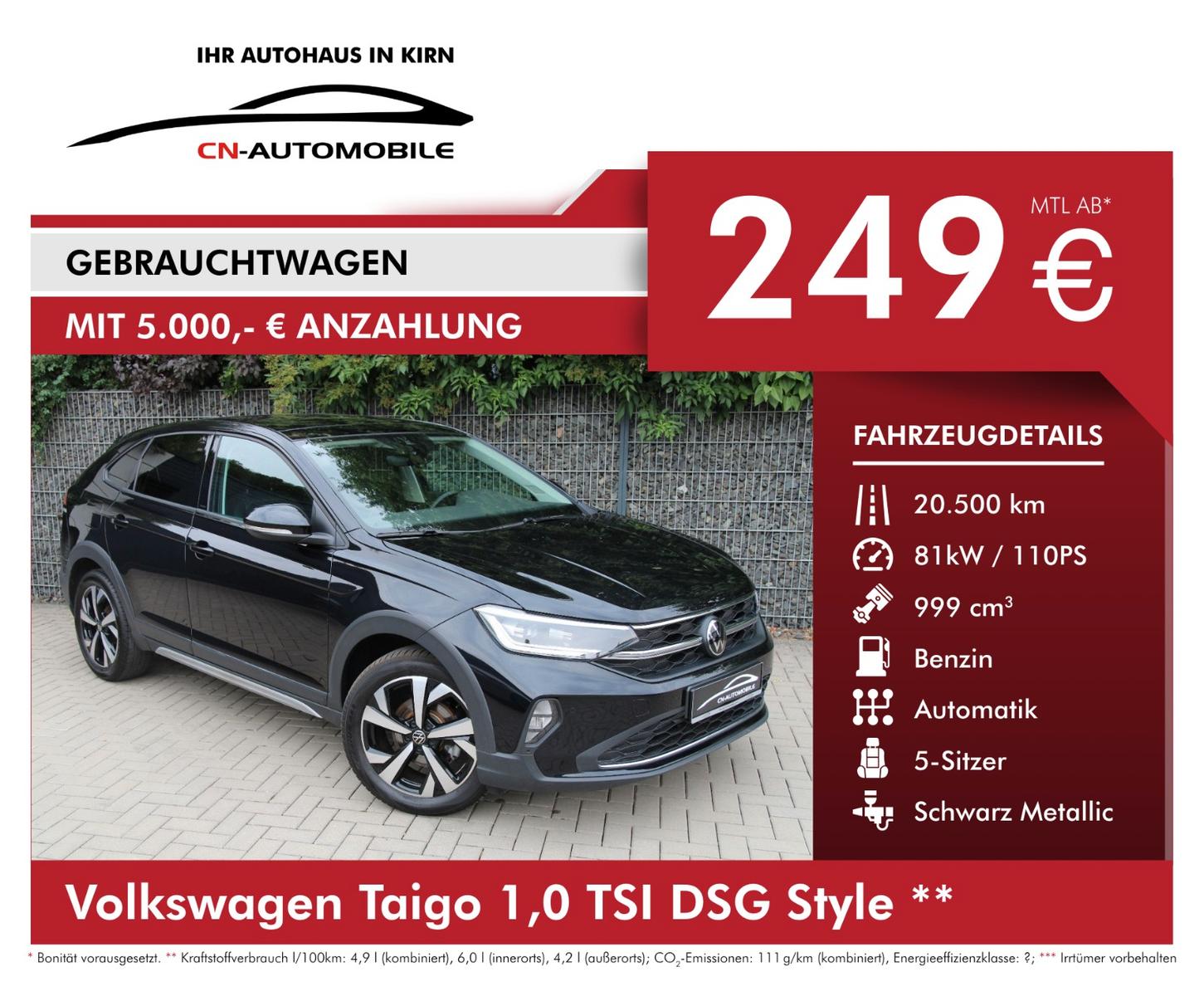 Volkswagen Taigo 1,0 TSI DSG Style #RATE ab 249,-€/Monat