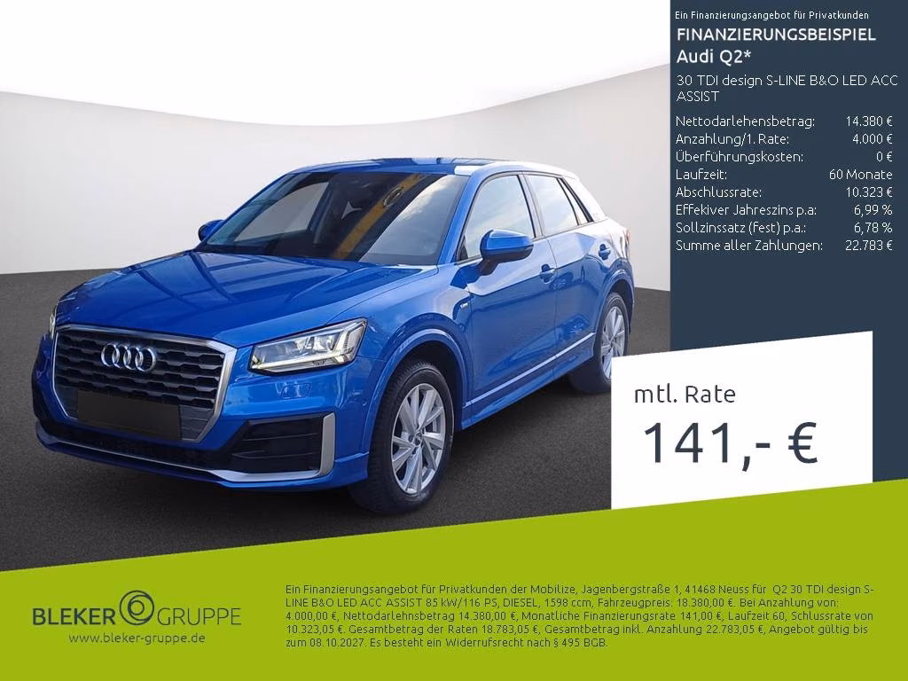 Audi Q2 30 TDI design S-LINE B&O LED ACC ASSIST