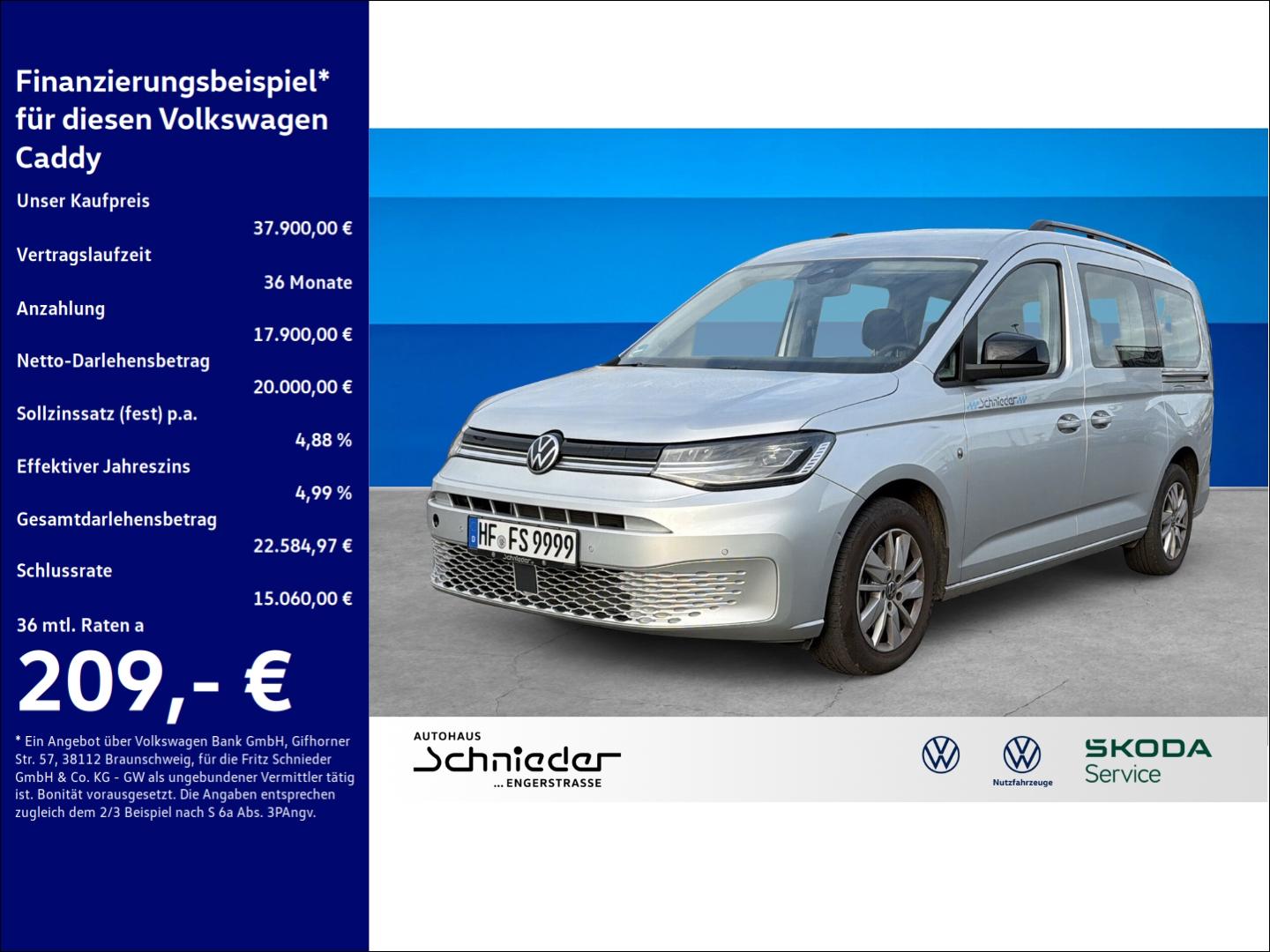 Volkswagen Caddy 2.0 TDI Life Sitz-Paket 7-Sitzer LED