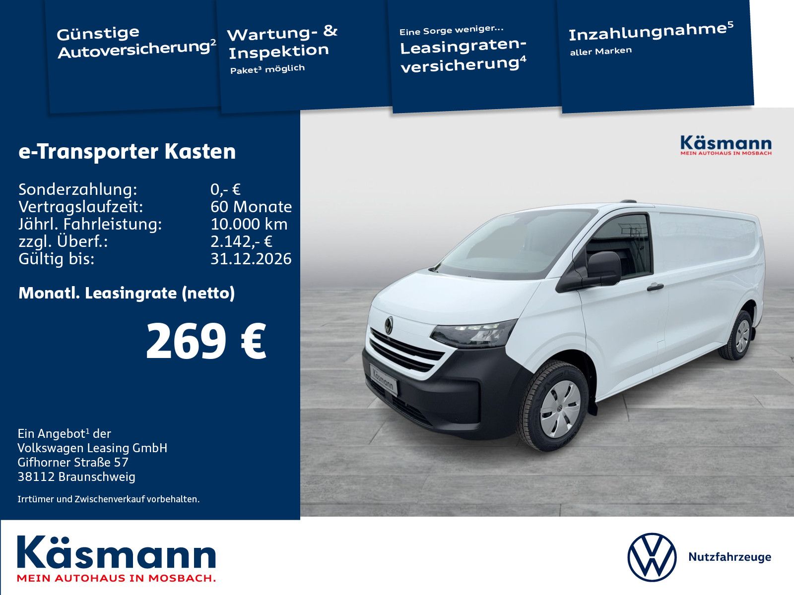 Volkswagen e-Transporter Kasten T7 e-Transporter Kasten 160 imagem 2