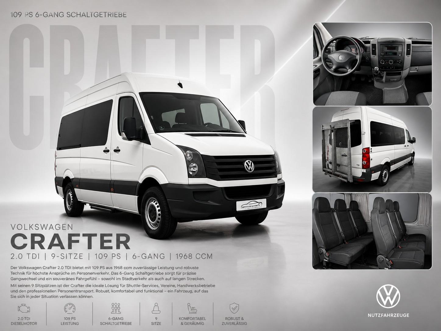 Volkswagen Crafter 2.0 TDI 35 L2H2 *9-SITZE*KLIMA*RAMPE*BTH