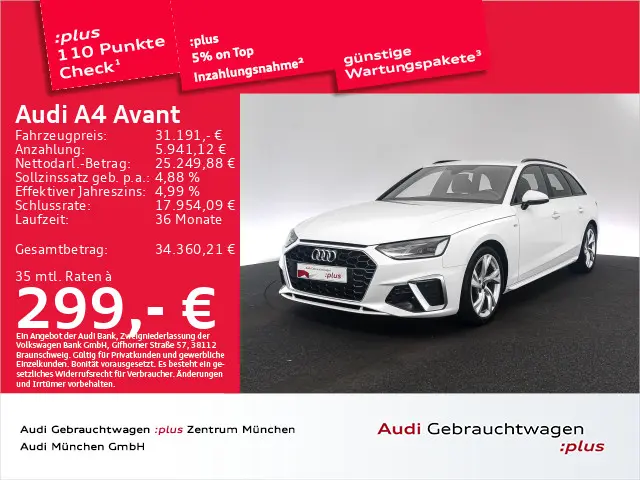 Audi A4 Avant 35 TFSI S tronic 2x S line AHK/Navi+/Ka