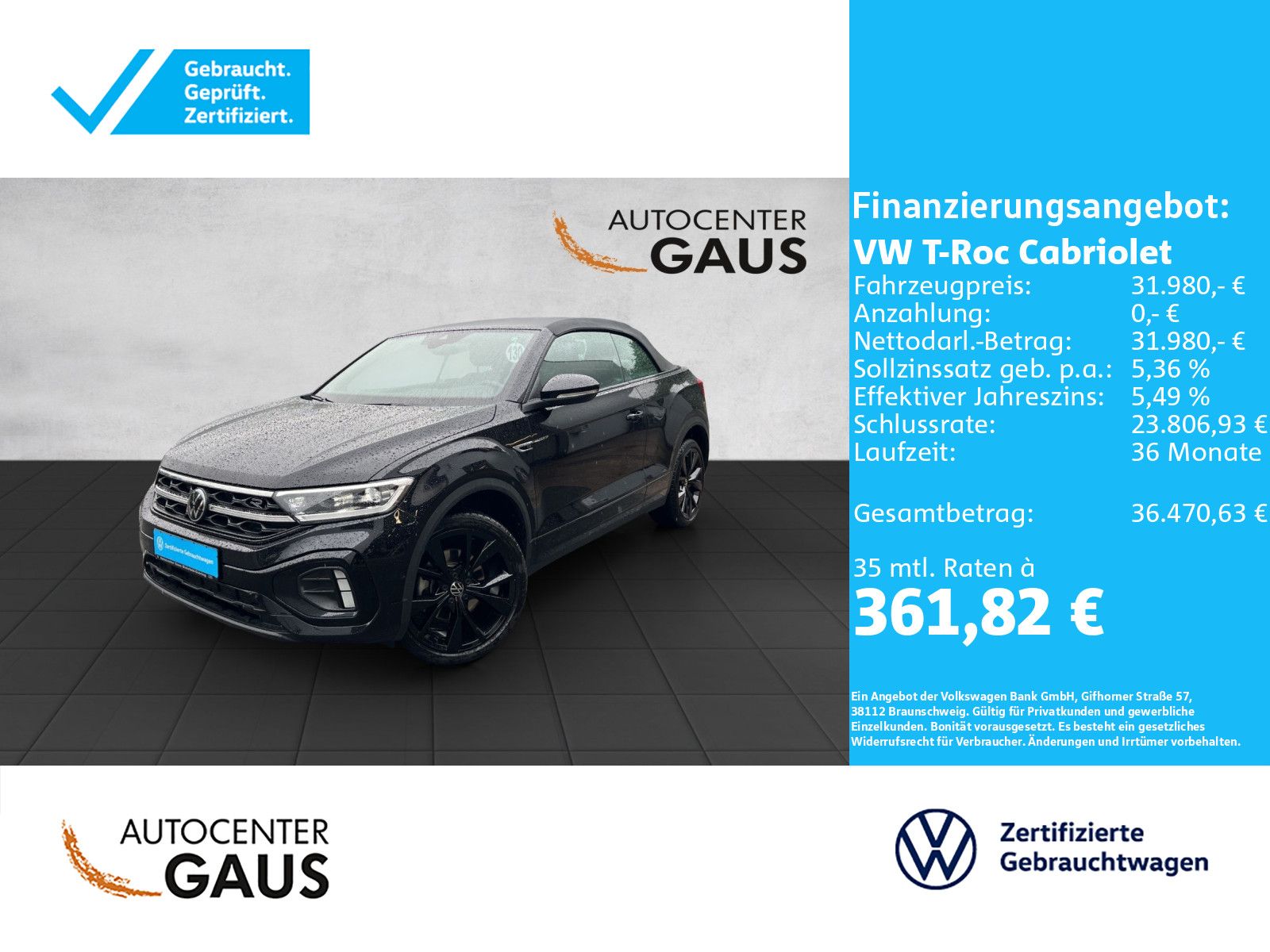 T-Roc Cabriolet R-Line 1.5 TSI DSG*IQ.Light*ACC