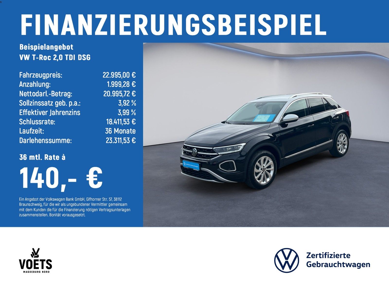 Volkswagen T-Roc 2,0 TDI  DSG Style LED+NAVI+AHK+ACC+PDC+KA
