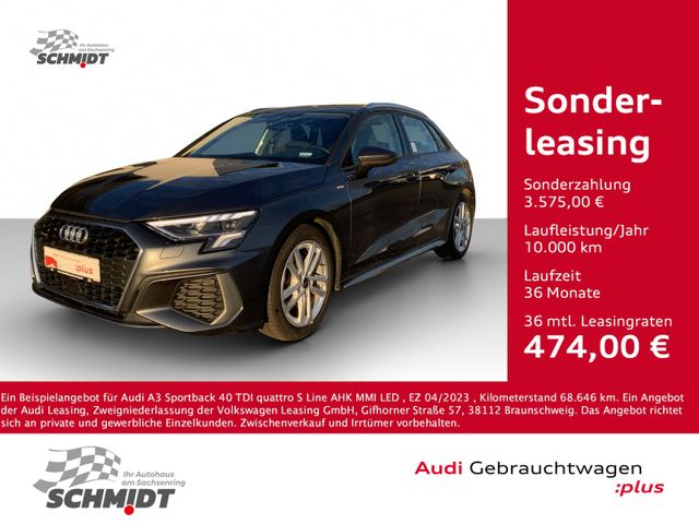 Audi A3 Sportback 40 TDI quattro S Line AHK MMI LED