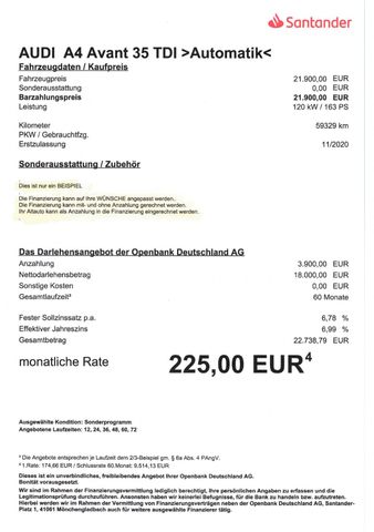 Fahrzeugabbildung Audi A4 Avant 35 TDI advanced >AUT/NAV/SHZ/PDC