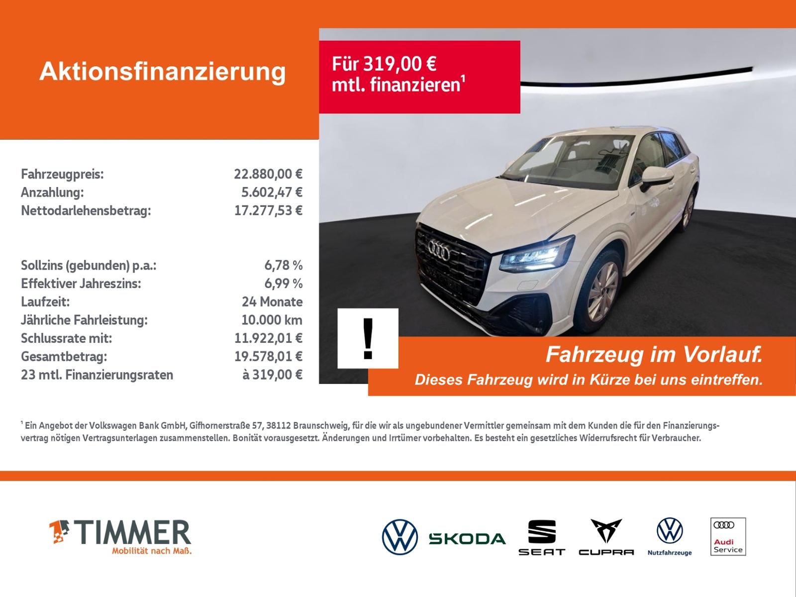 Audi Q2 35 TFSI S tronic S LINE BLACK +LED +ACC +RKAM