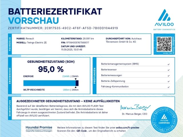 Twingo ELECTRIC INTENS 21,4 kWh+RÜCKFAHRKAMERA+S