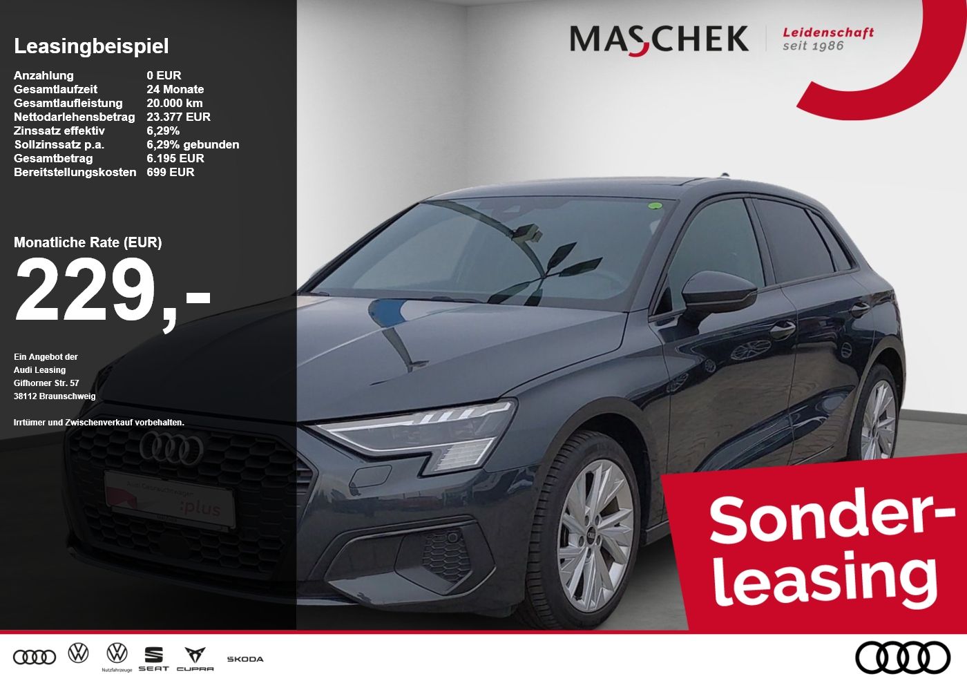 Audi A3 Sportback 30 TFSI Sonderleasing! AHK Navi Sit