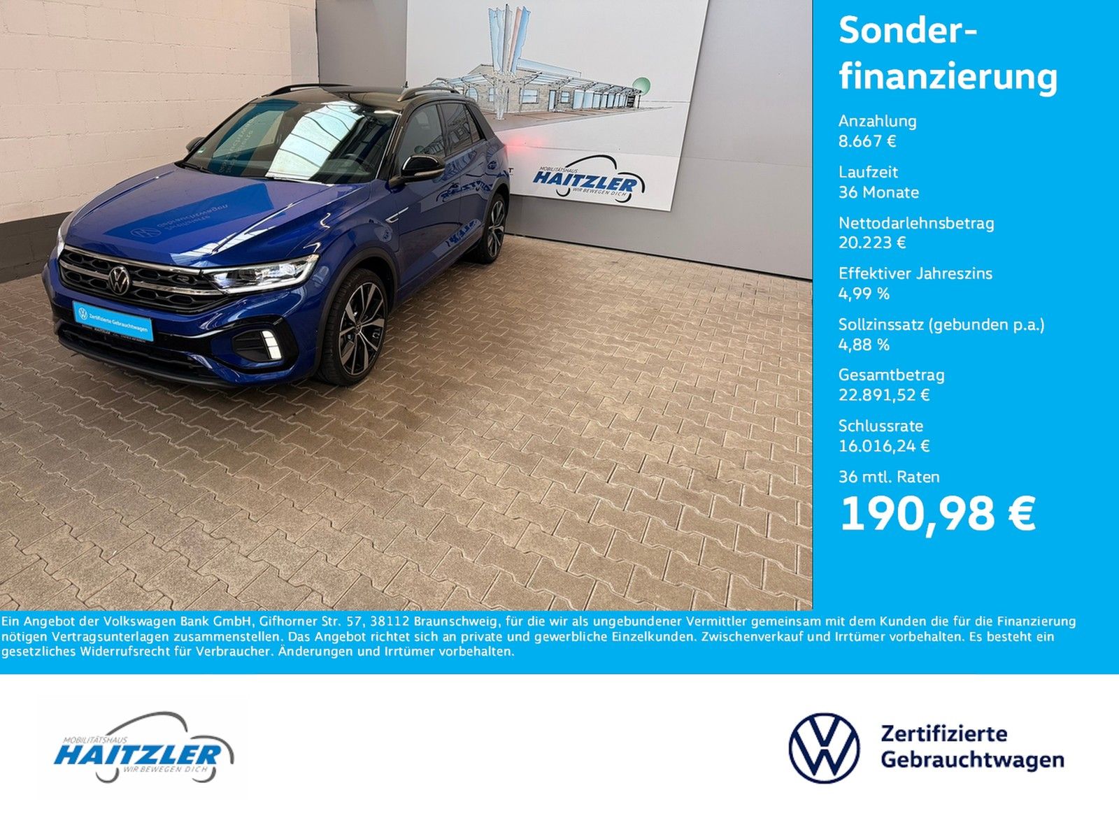 Fahrzeugabbildung Volkswagen T-Roc R-Line 1.5TSI DSG + Black Style + AHK + Ka