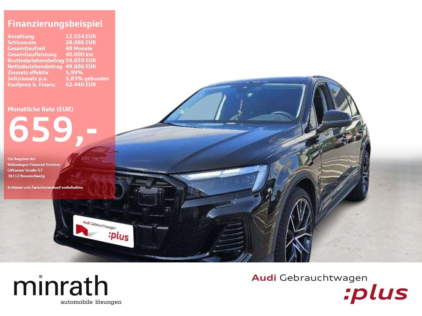 Audi Q7 55 TFSI quattro BLACK+LEDER+NAVI+APP+RFK+2xPD