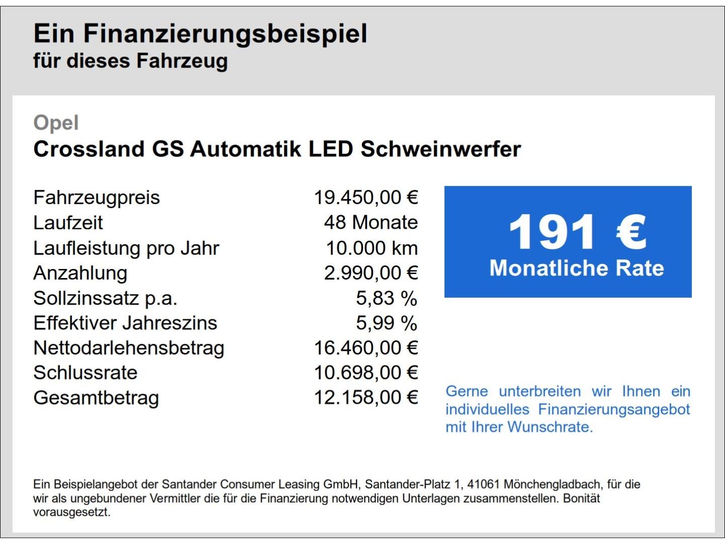 Fahrzeugabbildung Opel Crossland GS Automatik LED Schweinwerfer