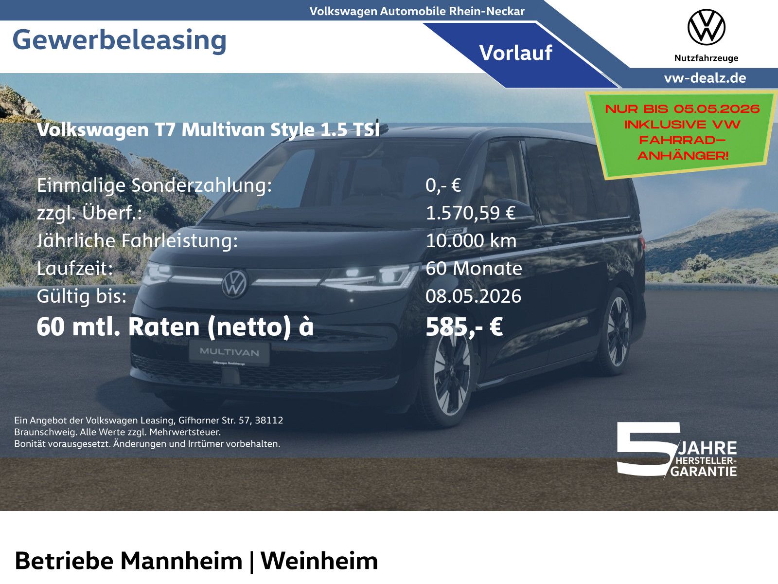 Volkswagen Multivan Style 1.5 eHybrid 4MOTION DSG 7-Sitzer