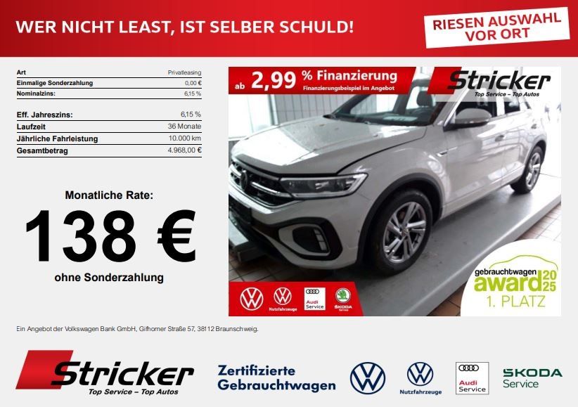 Volkswagen T-Roc R-Line 1.0TSI 138,-ohne Anzahlung ACC App- imagem 2