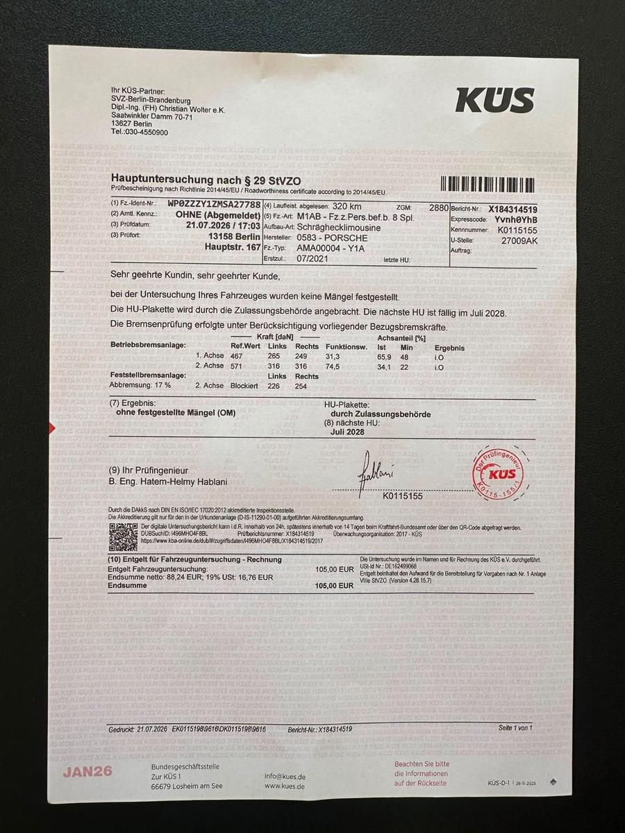 Porsche Taycan 4 S 360° Tageszulassung Neue TUV!