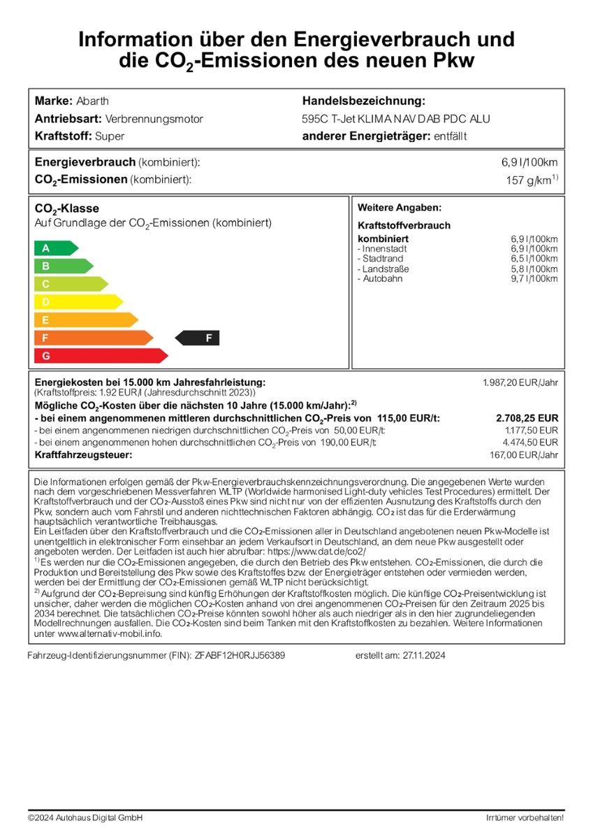 Fahrzeugabbildung Abarth 595C T-Jet NAV DAB PDC ALU