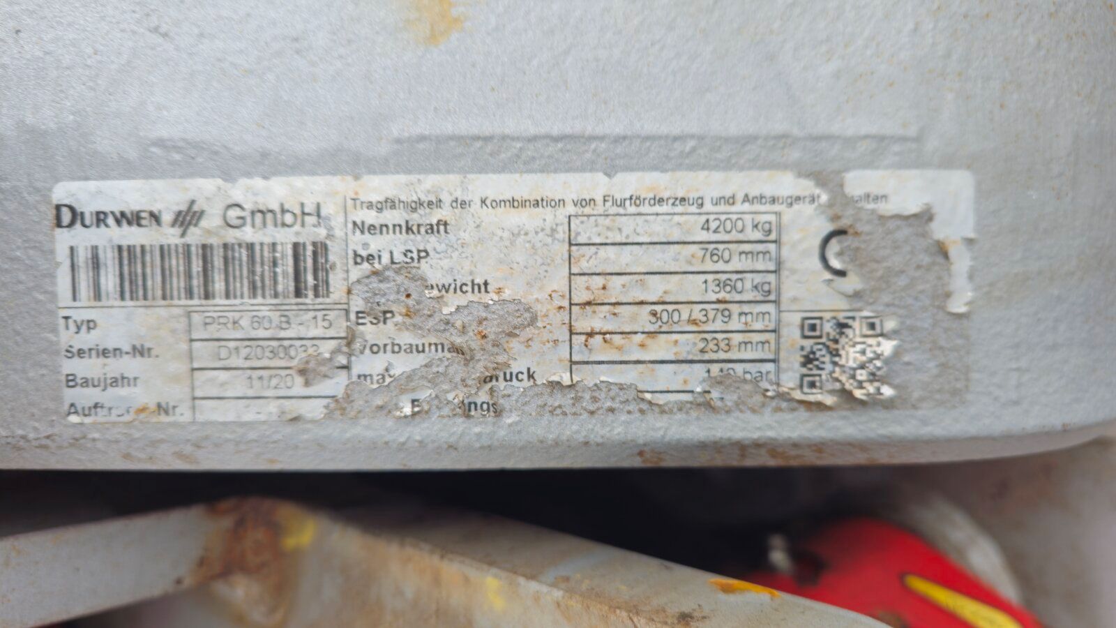 Fahrzeugabbildung Andere Durwen PRK 60B -15 Klemmzange / Stapler