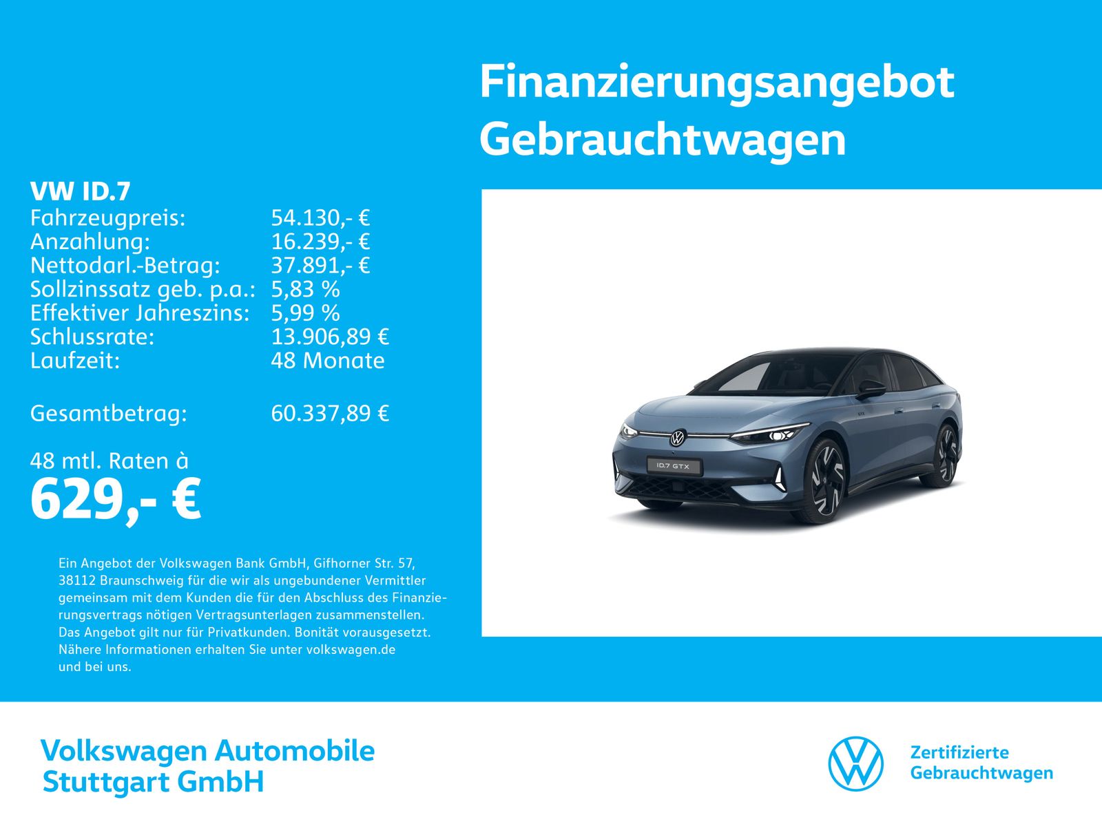 Volkswagen ID.7 GTX Navi Kamera LED AHK ACC SHZ