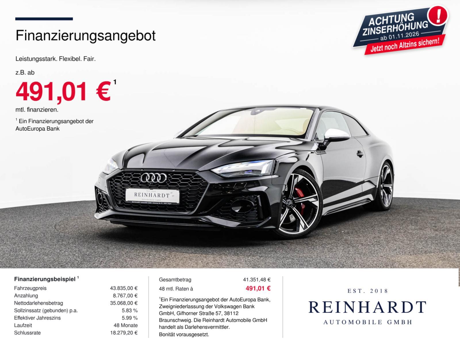 Audi RS5 COUPE BLACK 20Z./LASER/ACC/HuD/360°/280KMH