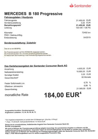 Fahrzeugabbildung Mercedes-Benz B 180 >AUT/AHK/NAV/KAM/PDC/LED<