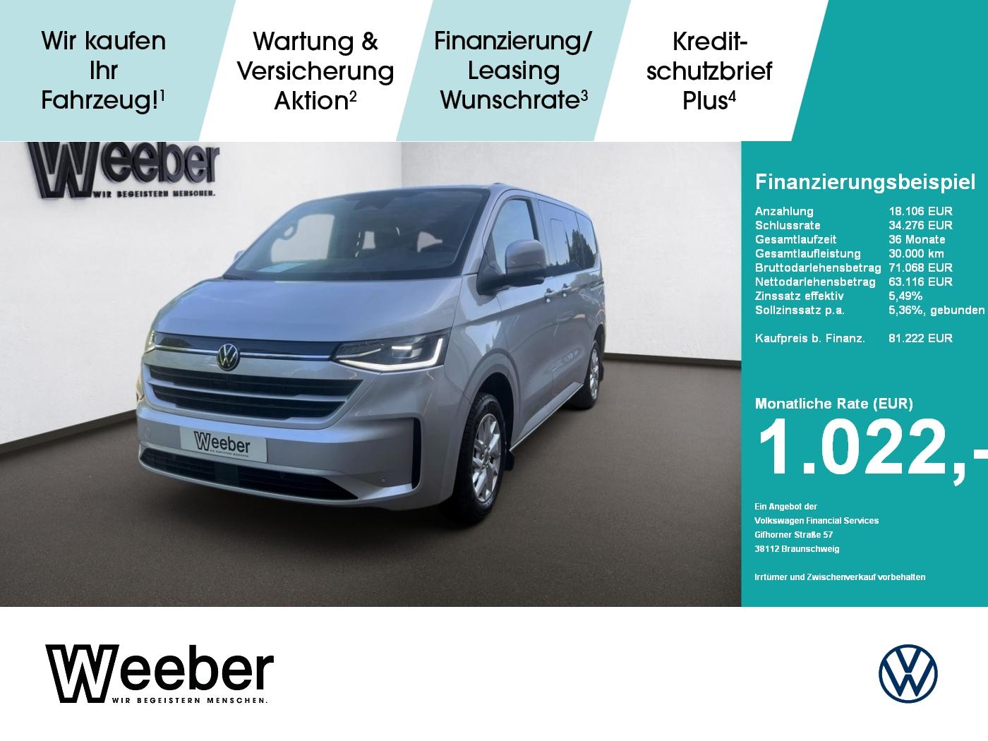 Volkswagen e-Caravelle Style Panodach AHK Navi LED Leder