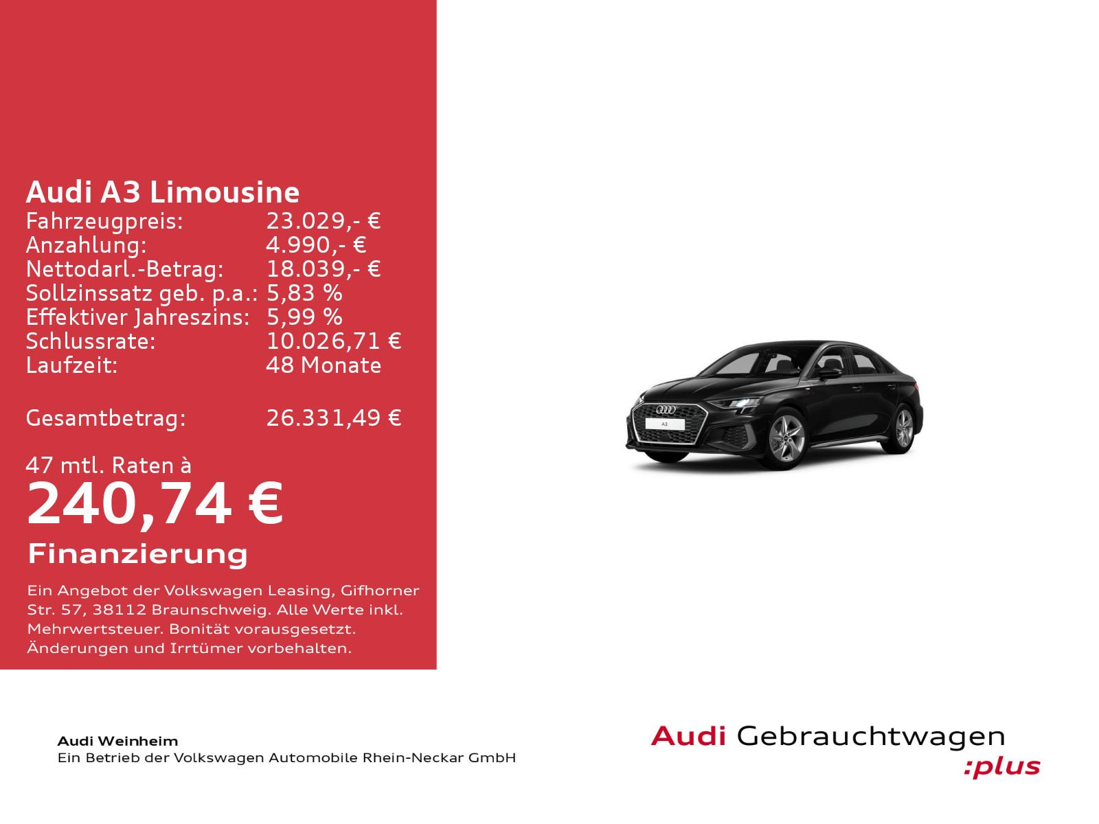 Audi A3 Limousine S-Line 35 TFSI Stronic Navi UVM