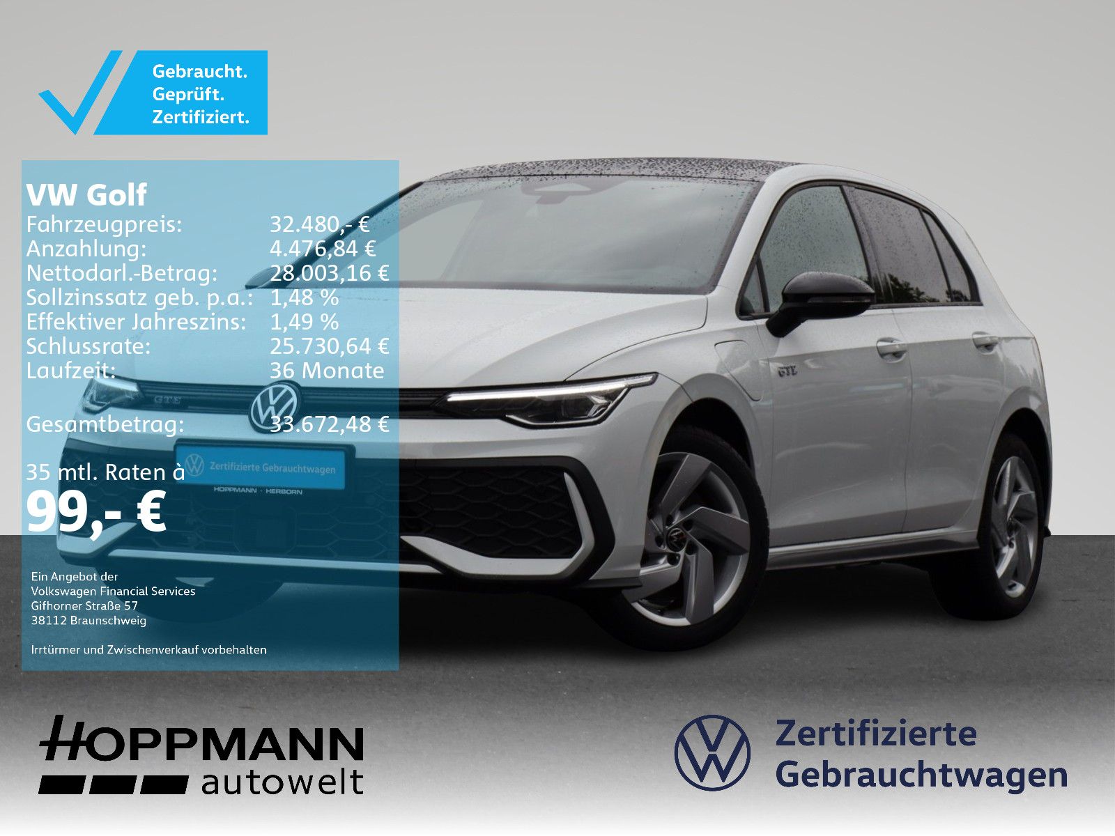 Volkswagen Golf GTE 1.5 TSI GTE NAVI HuD ACC 247¿ o. An.
