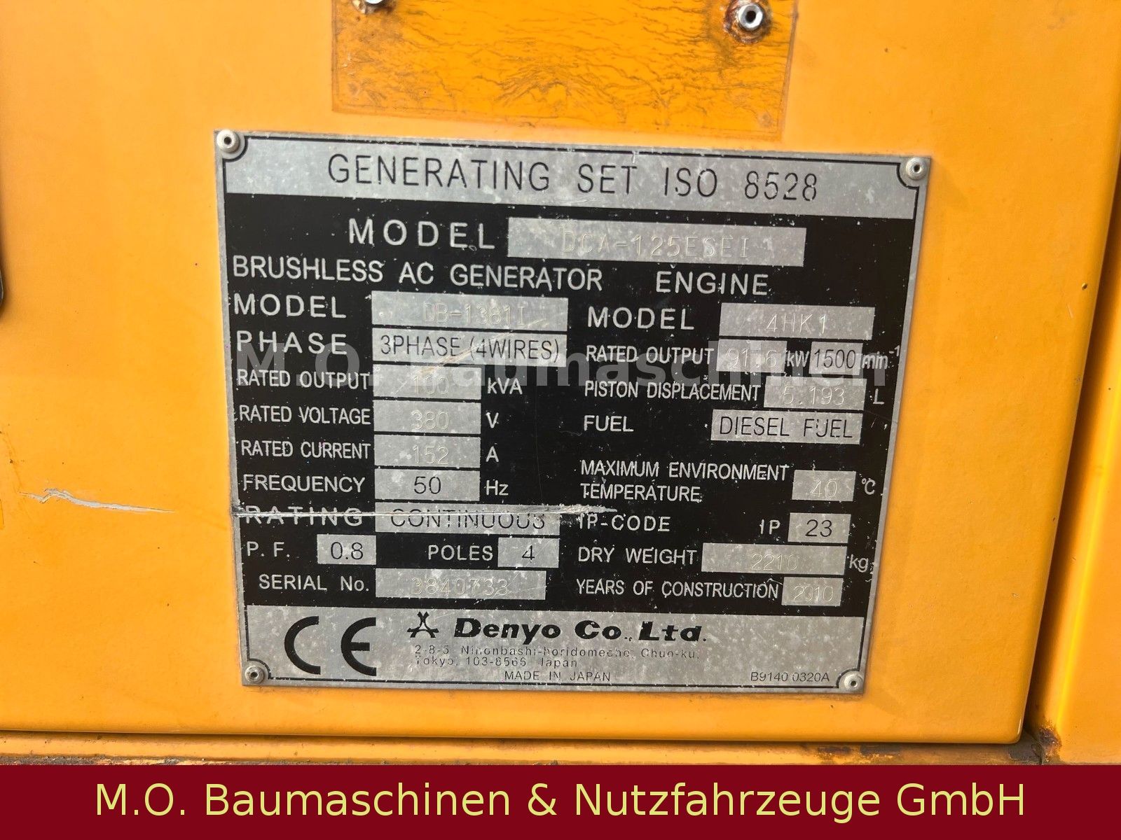 Fahrzeugabbildung Andere Denyo 100 KVA / Generator /