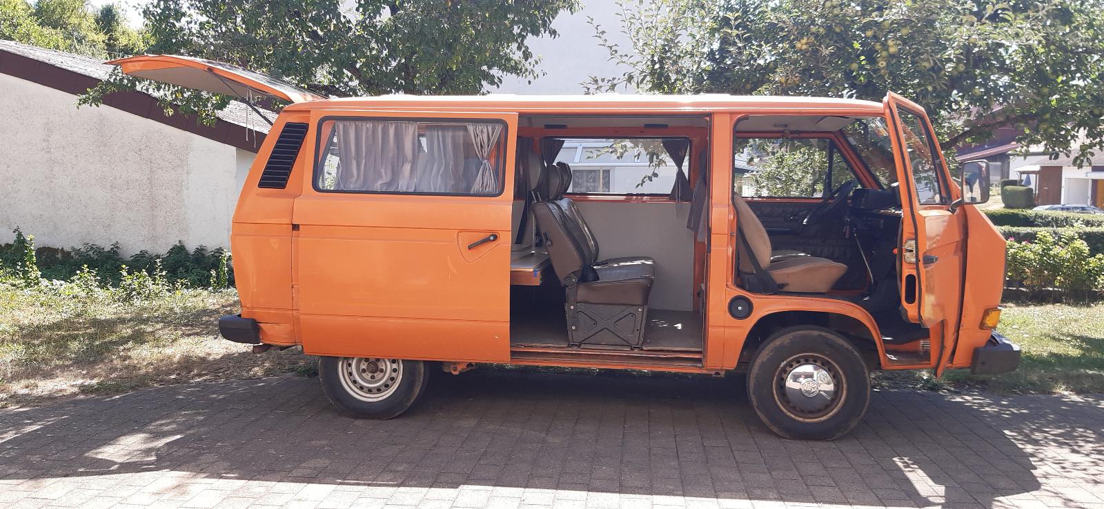 Volkswagen VW-Bus Transporter T3 Camper Orange TÜV Oldtimer
