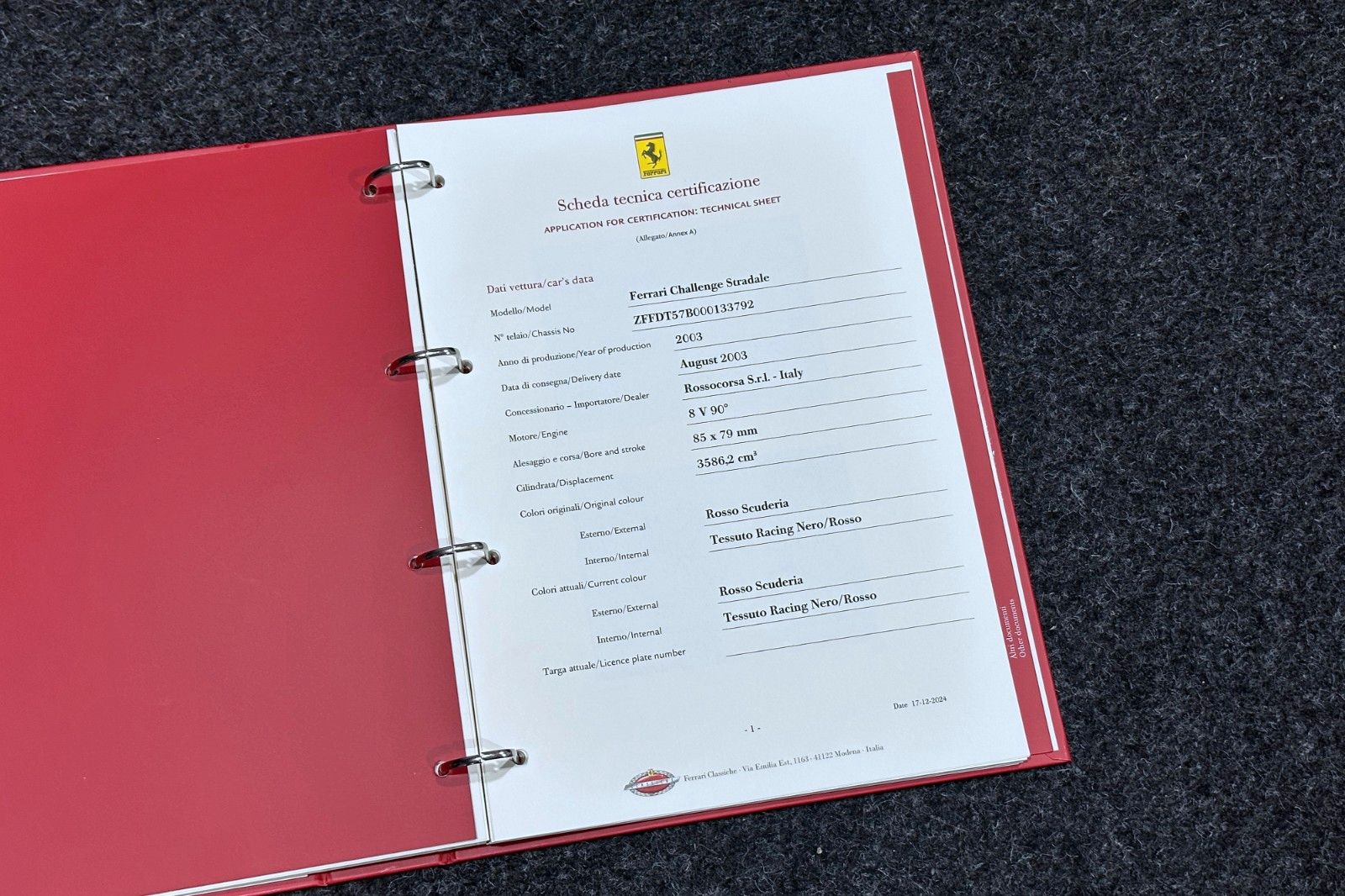 Fahrzeugabbildung Ferrari 360 Challenge Stradale | Classiche