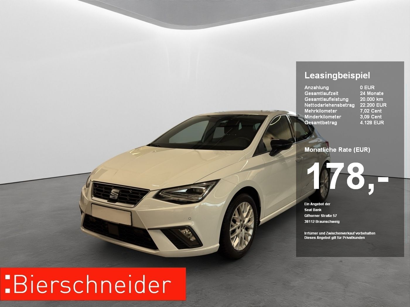 Seat Ibiza 1.0 TSI DSG FR ab 132.- EUR mtl. 1000.- An