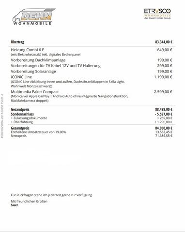 Etrusco I 6900 SB 5.597,00 € Sondernachlass!