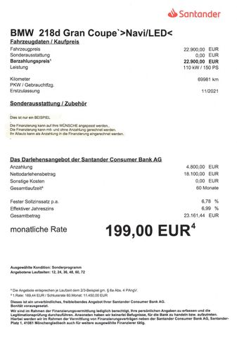 Fahrzeugabbildung BMW 218d Gran Coupé >NAV/AHK/LED/18Zoll Alu<