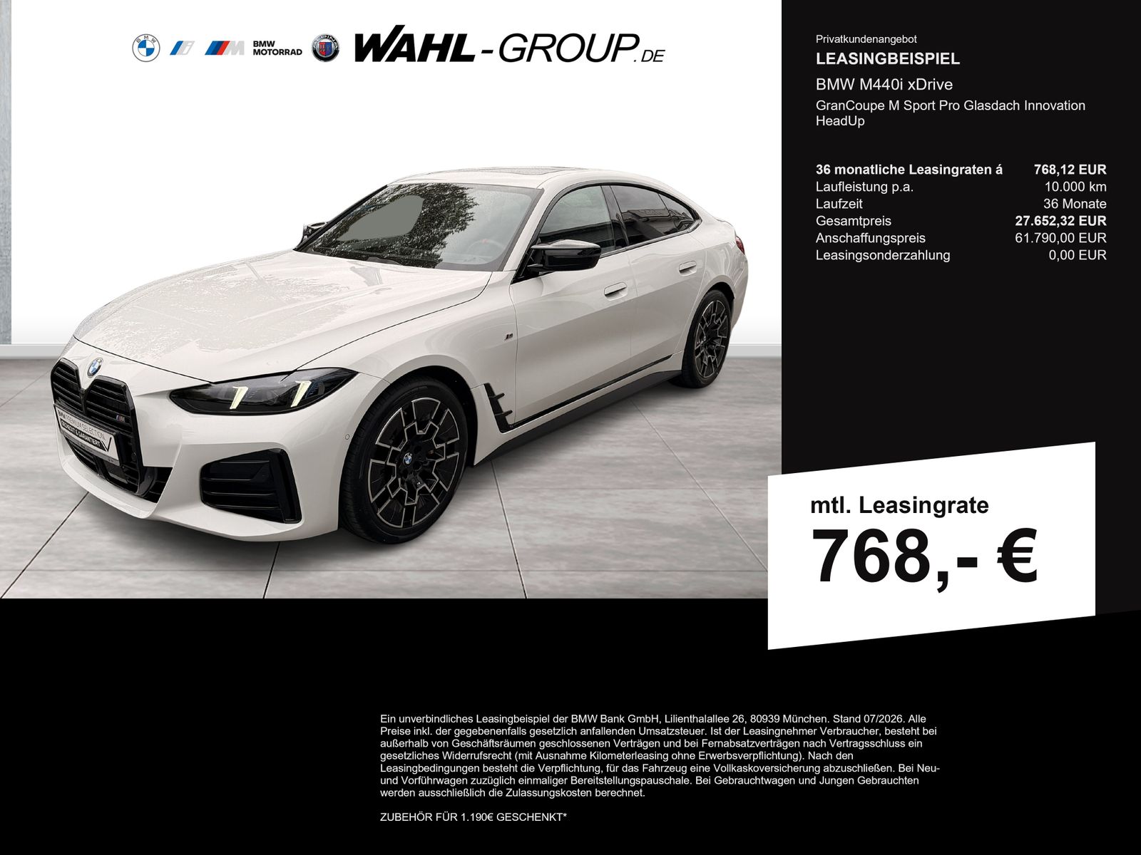 BMW M440i xDrive GranCoupe M Sport Pro Glasdach Inno