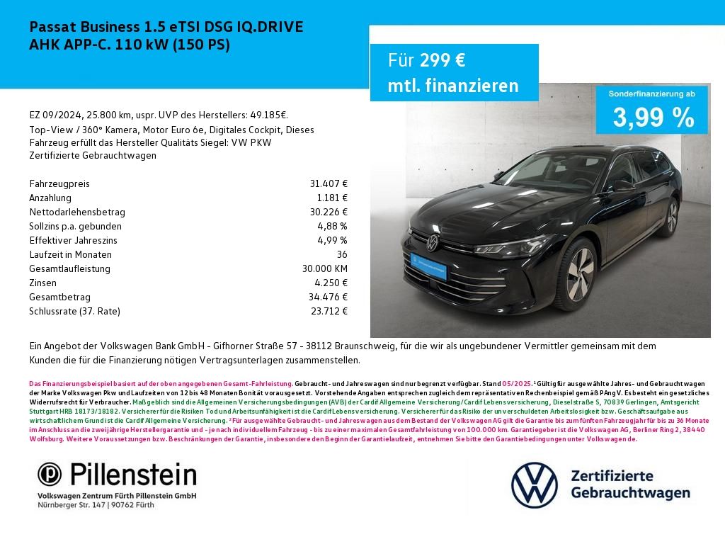 Volkswagen Passat Business 1.5 eTSI DSG IQ.DRIVE AHK APP-C.