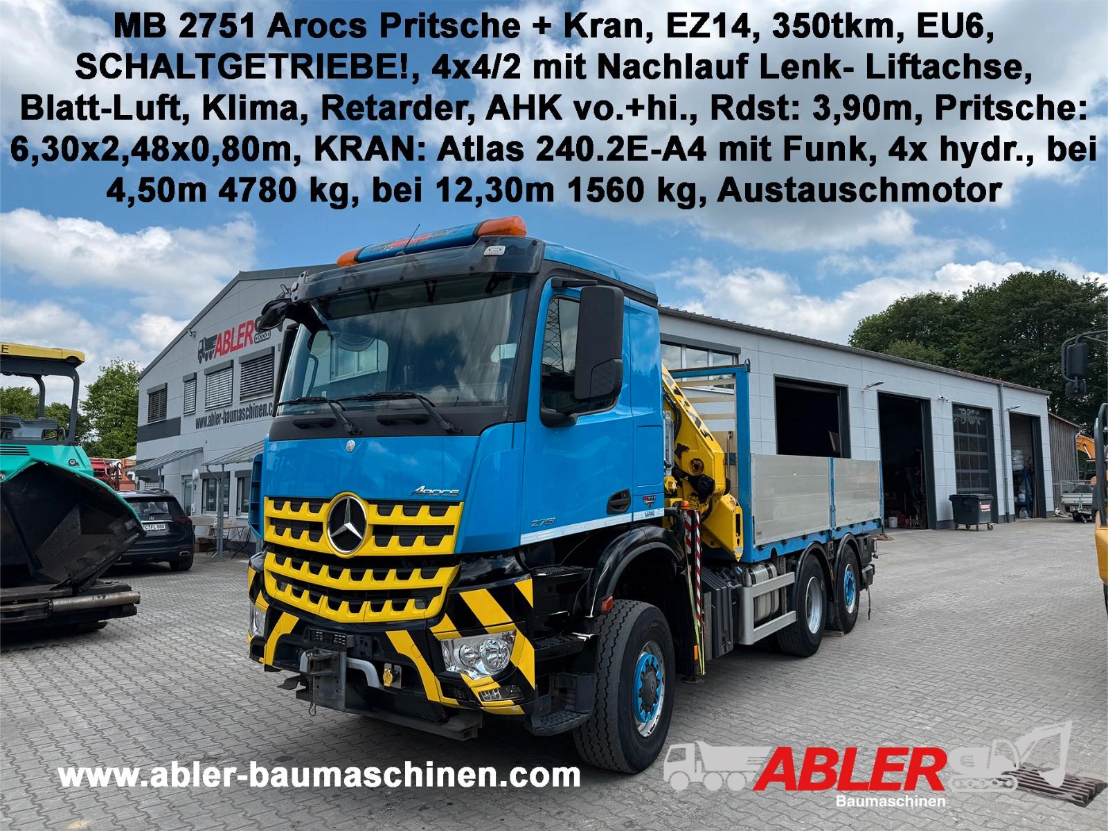 Mercedes-Benz 2751 Arocs Pritsche + Kran Retarder