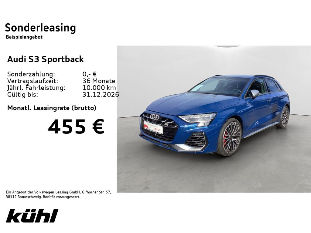 Abbildung Leasingangebot Audi S3 Sportback 2.0 TFSI Q S tronic Matrix/ACC/360°