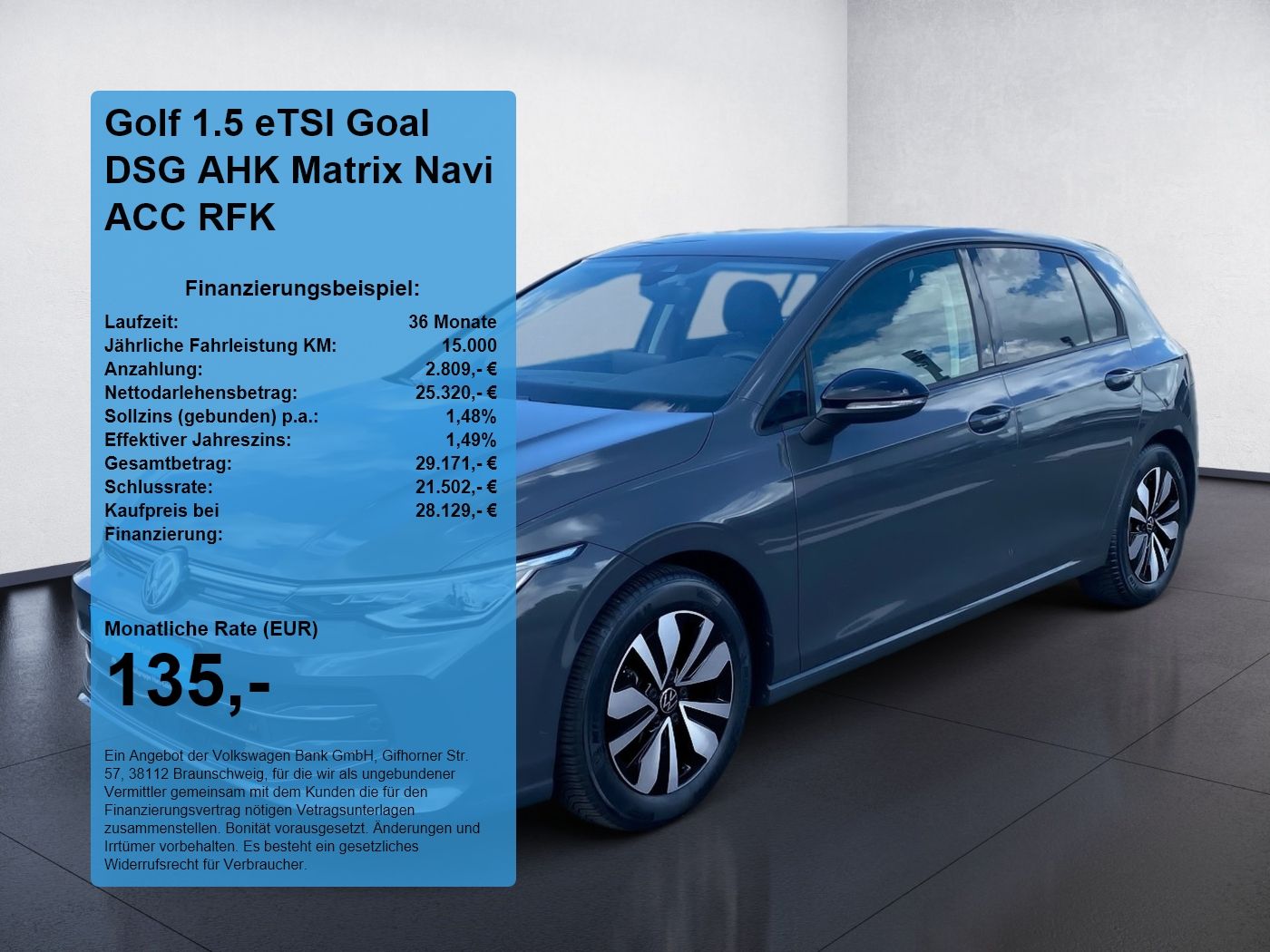 Volkswagen Golf 1.5 eTSI Goal DSG AHK Matrix Navi ACC RFK