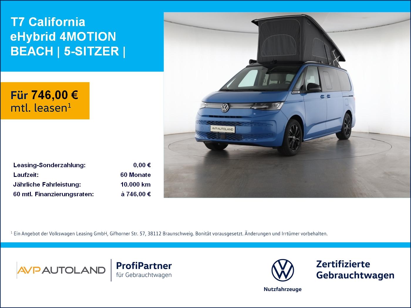 Volkswagen T7 California eHybrid 4MOTION BEACH | 5-SITZER |